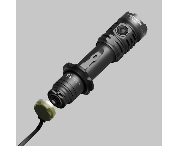 Фонарь тактический Dobermann Pro MAX (Black; Холодный; 3000Lm; акк21700-5000mAh)